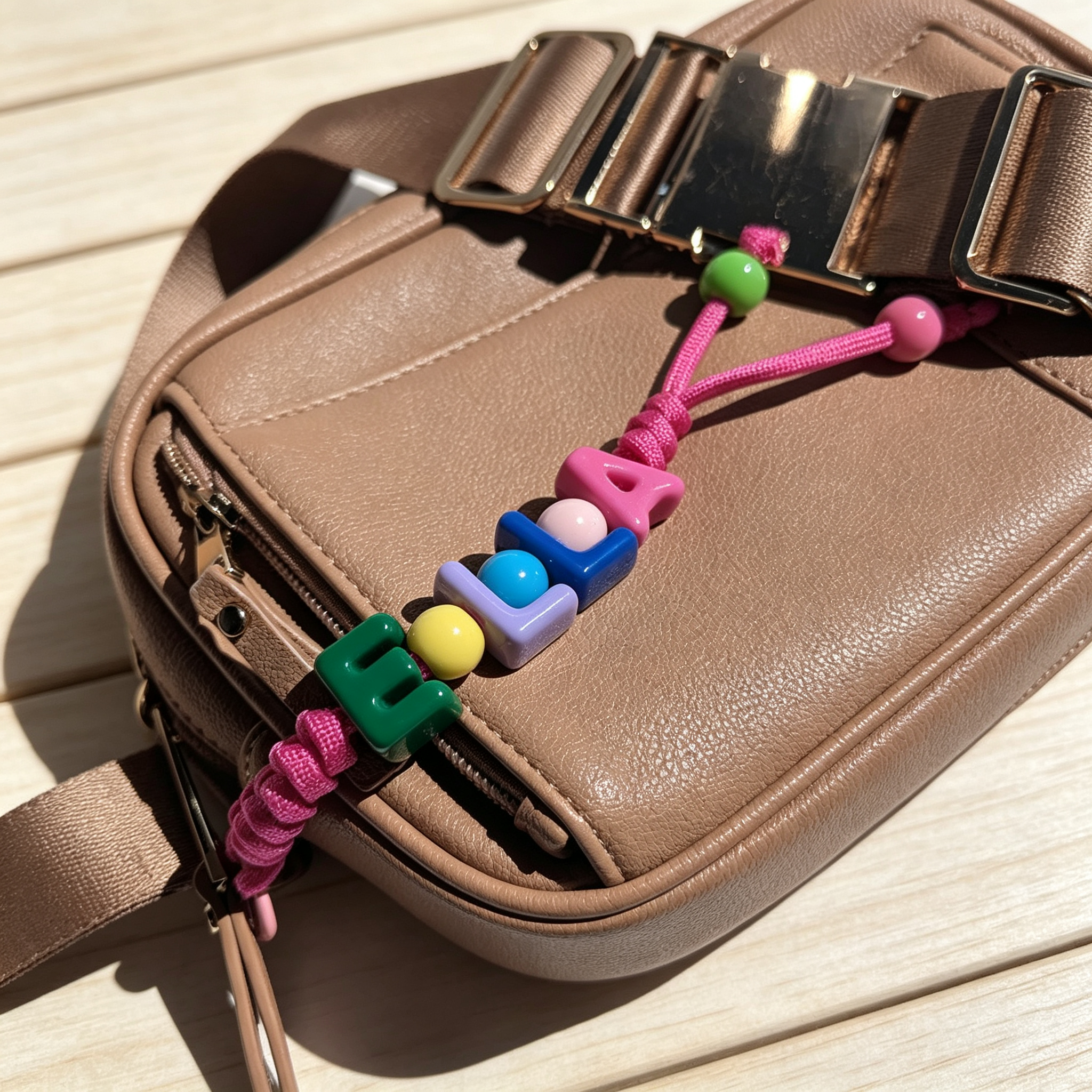 Personalized Rainbow Block Letter Bead Keychain | MNGift04