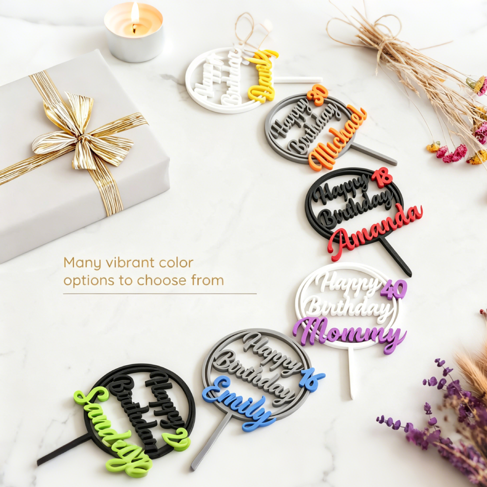 Personalized Happy Birthday With Name And Age Cake Topper | MNGift09