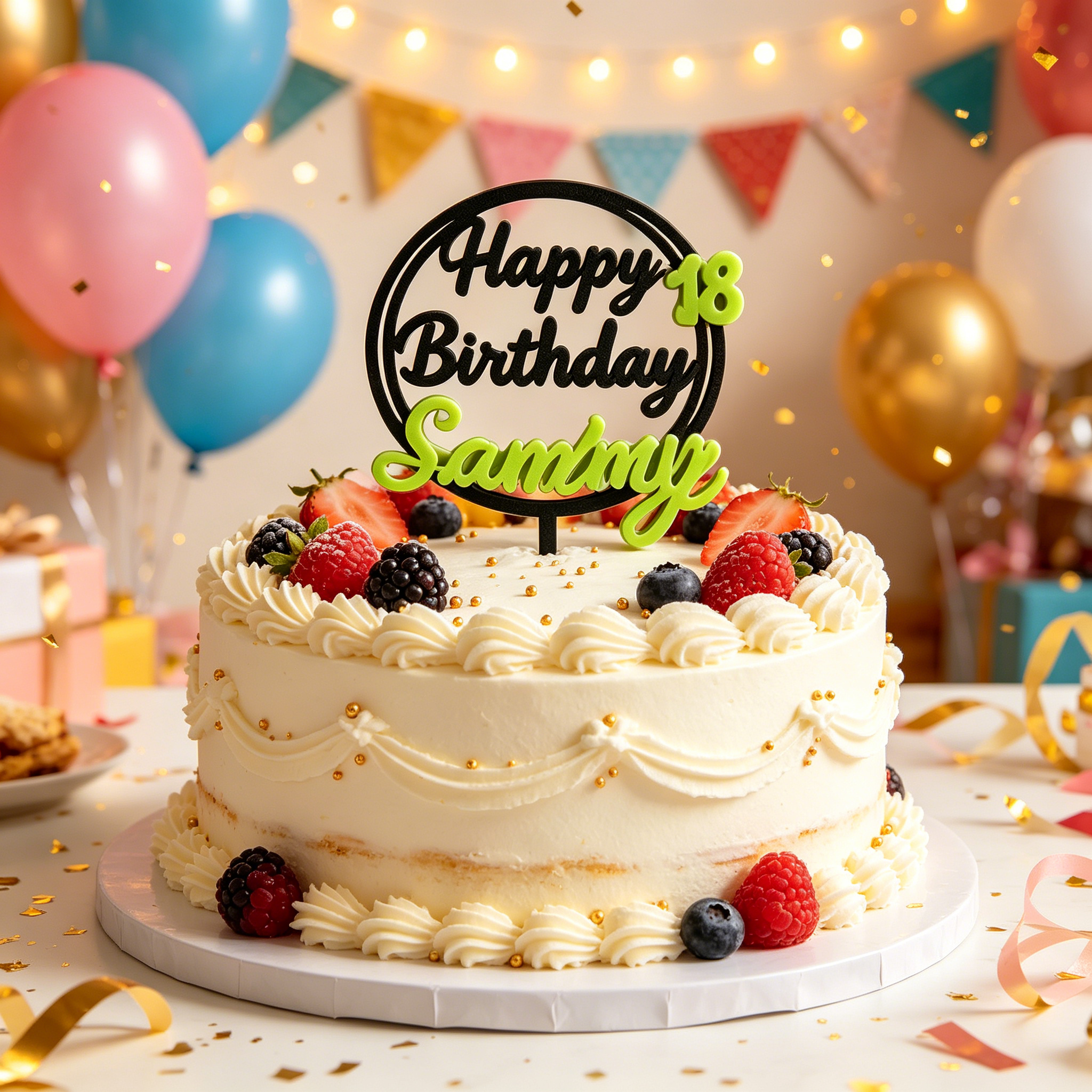 Personalized Happy Birthday With Name And Age Cake Topper | MNGift09