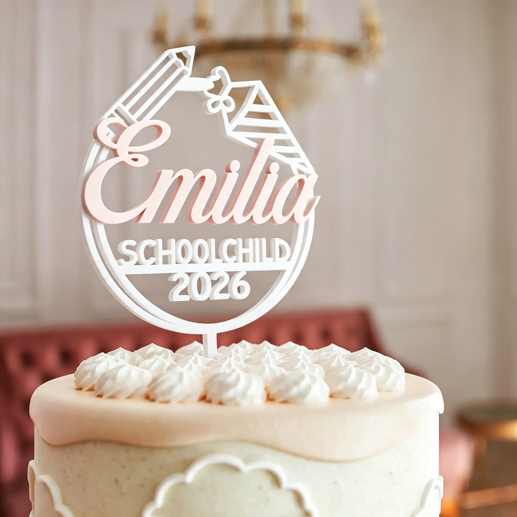 Personalized School Enrollment Schoolchild Cake Topper | MNGift08