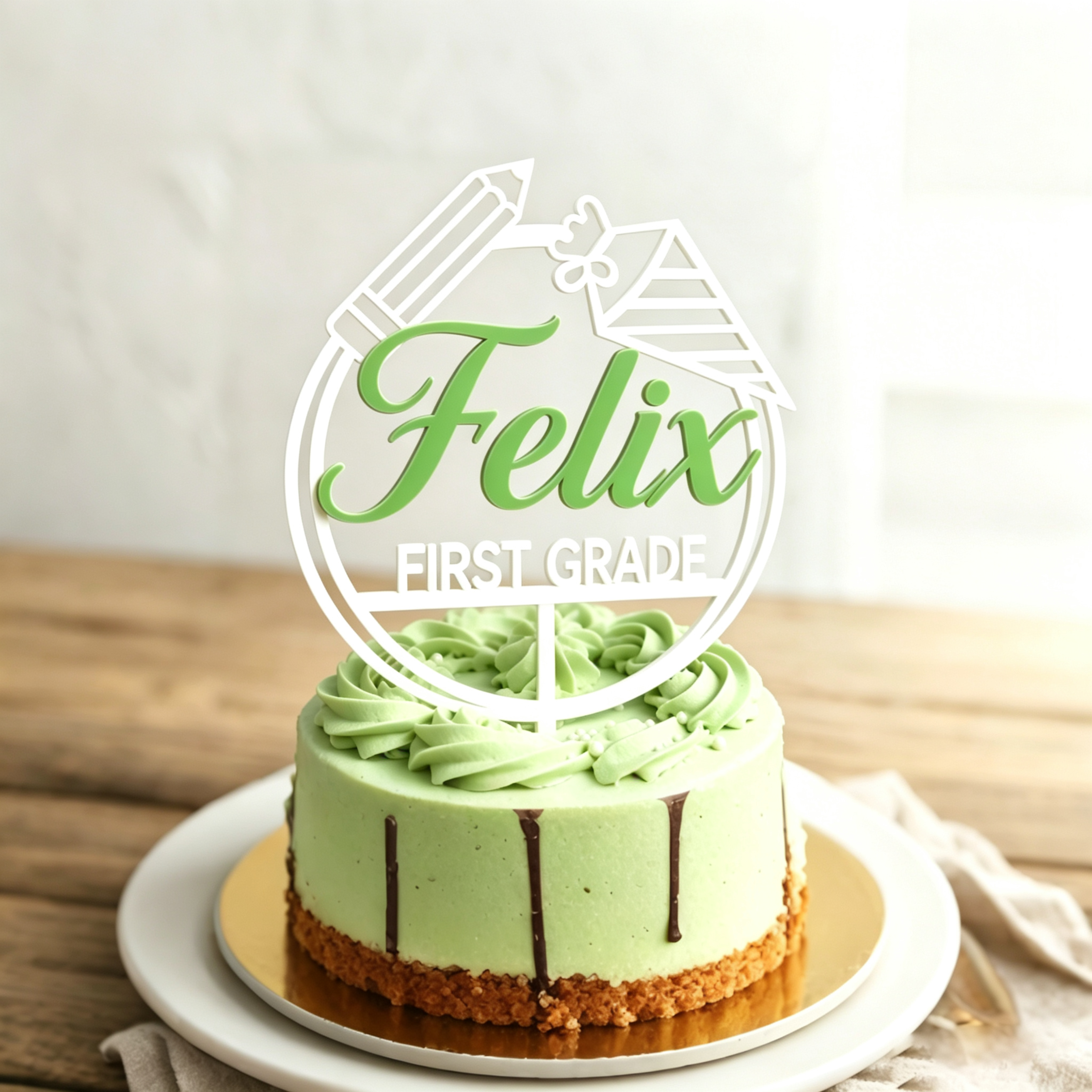 Personalized School Enrollment Schoolchild Cake Topper | MNGift08