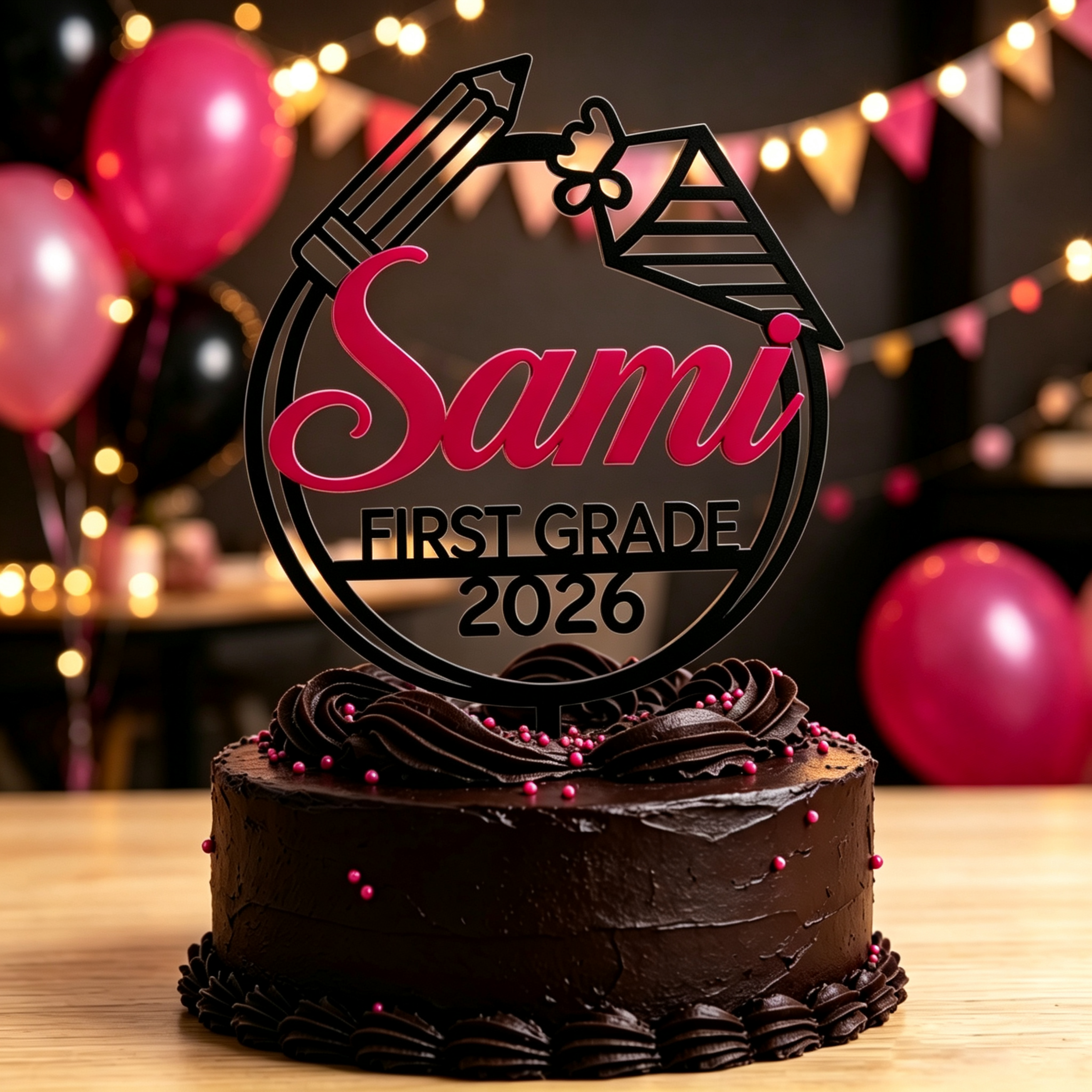 Personalized School Enrollment Schoolchild Cake Topper | MNGift08