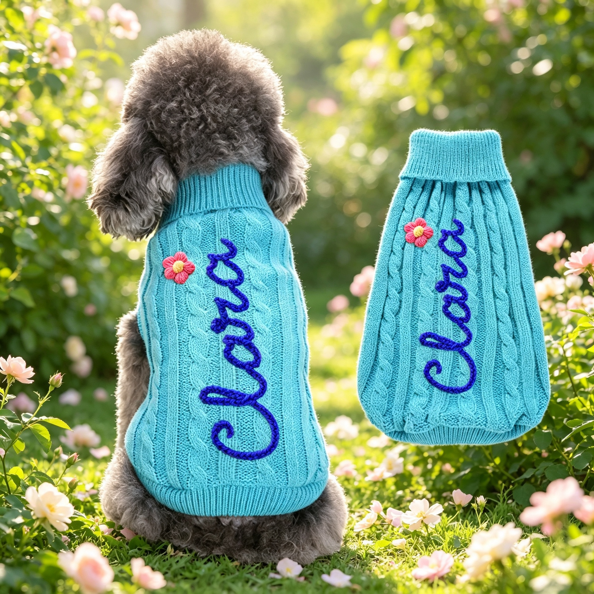 Personalized Embroidered Chunky Knit Dog Sweater | MNCloth246
