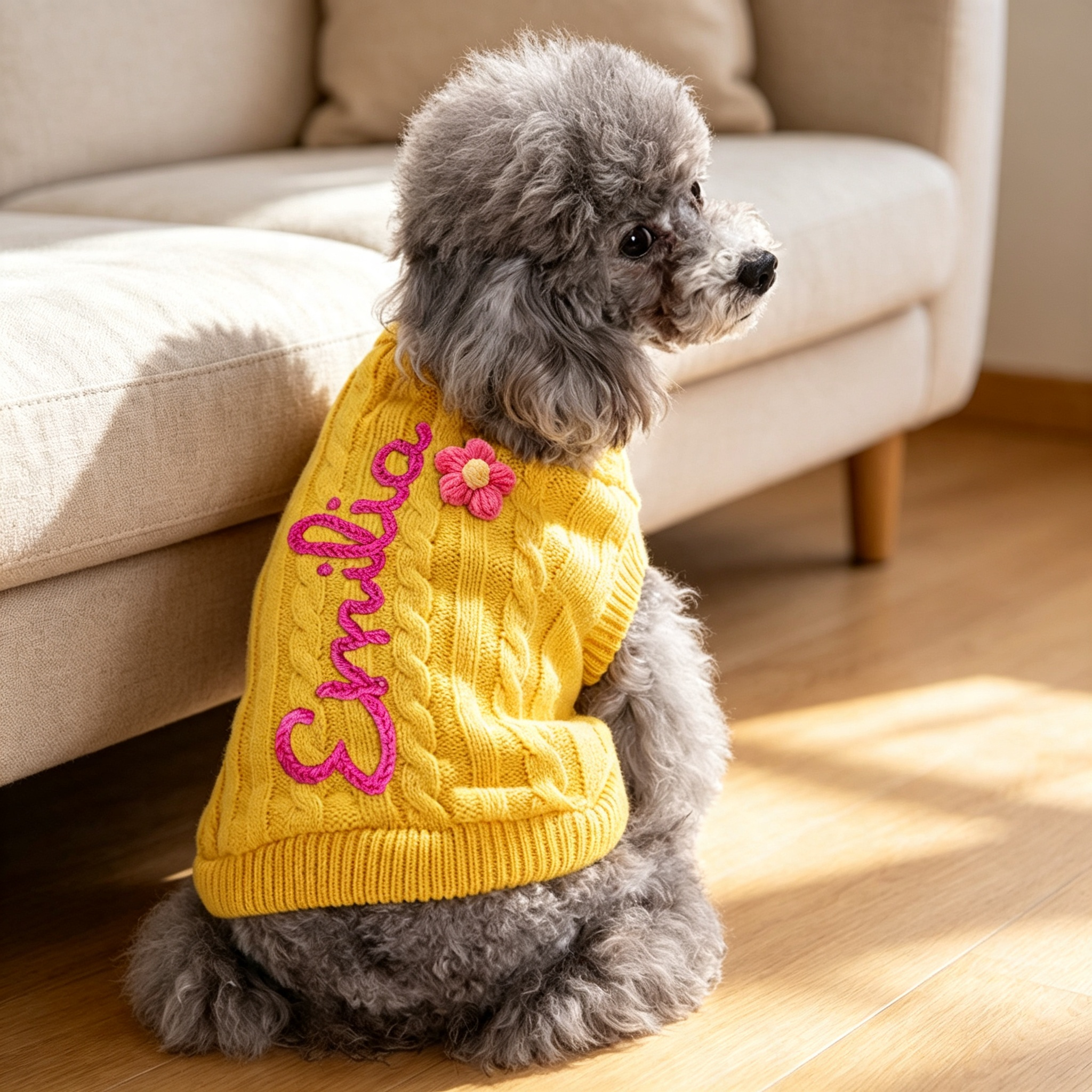 Personalized Embroidered Chunky Knit Dog Sweater | MNCloth246