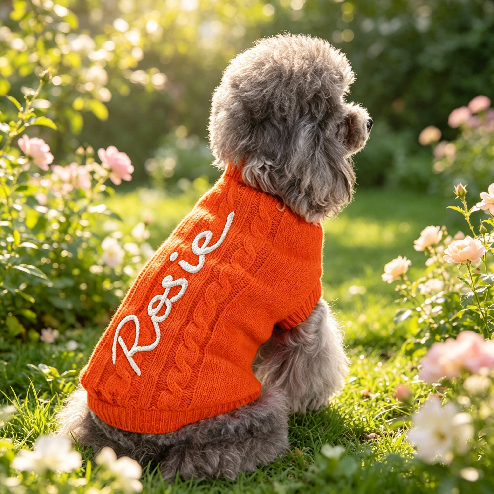 Personalized Embroidered Chunky Knit Dog Sweater | MNCloth246