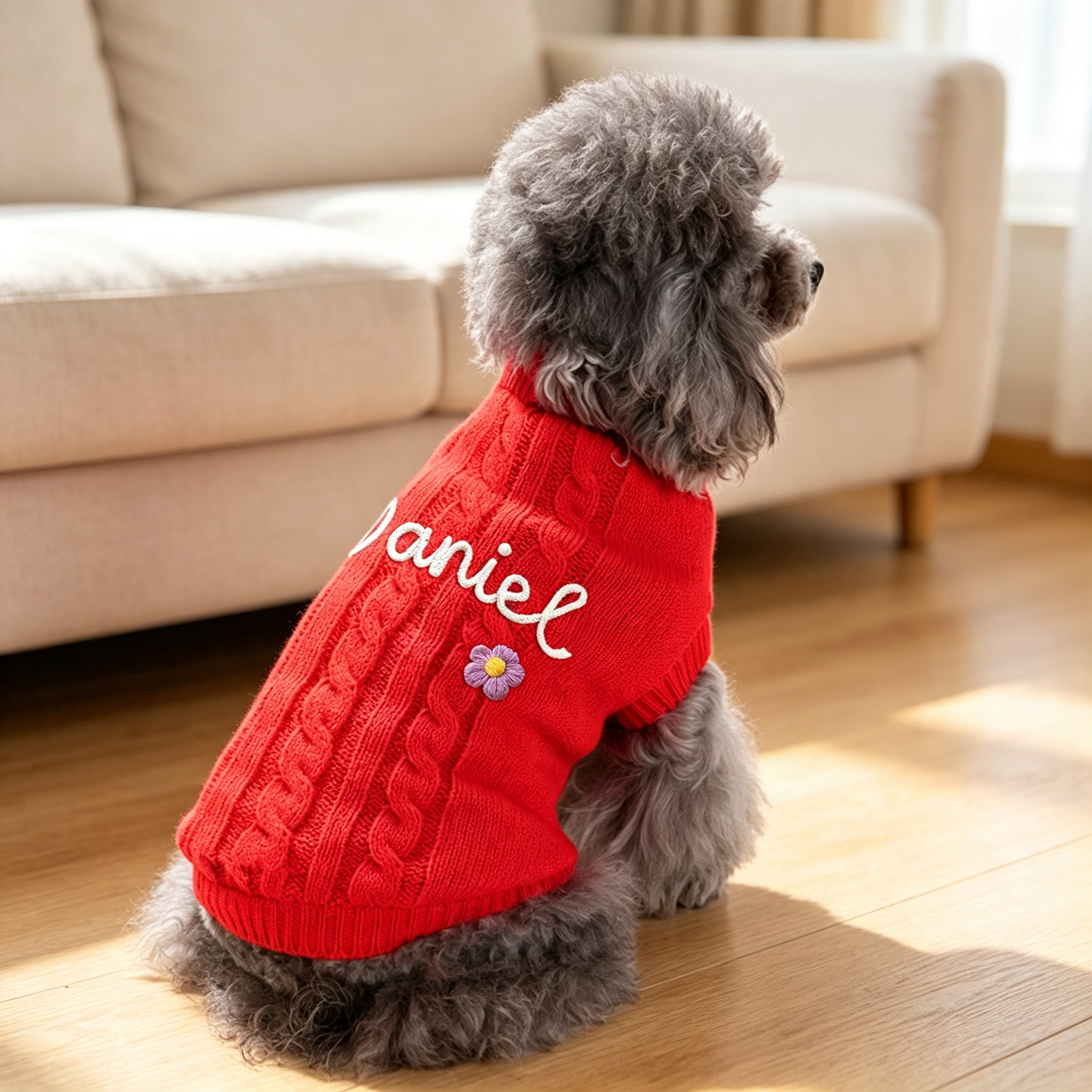 Personalized Embroidered Chunky Knit Dog Sweater | MNCloth246