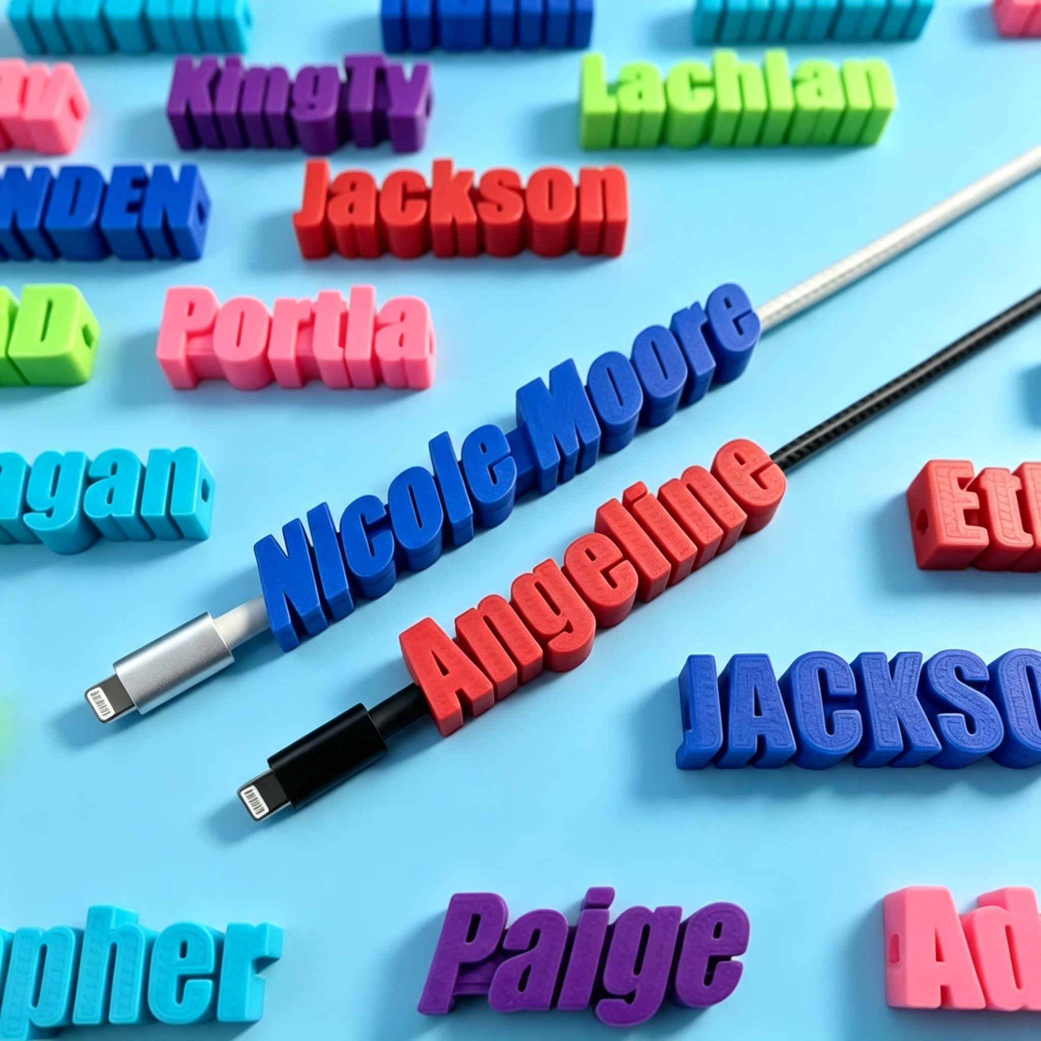 Personalized 3D Printed Charging Cable Name Tag | MNGift22