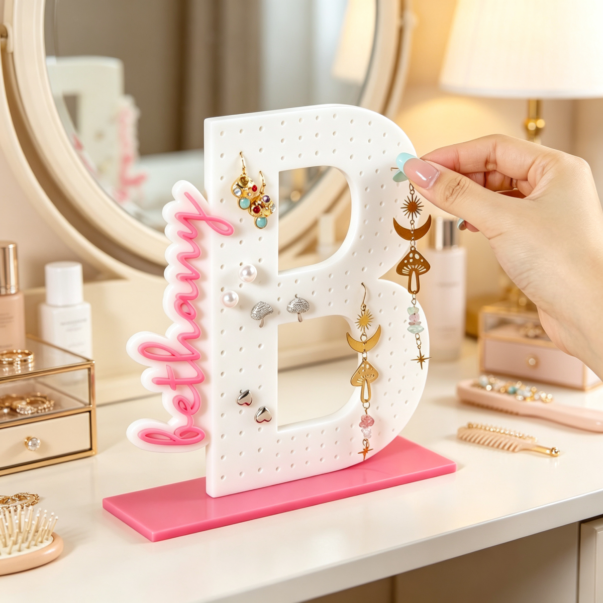 Personalized 3D Printed Name Letters Earring Holder | MNGift25