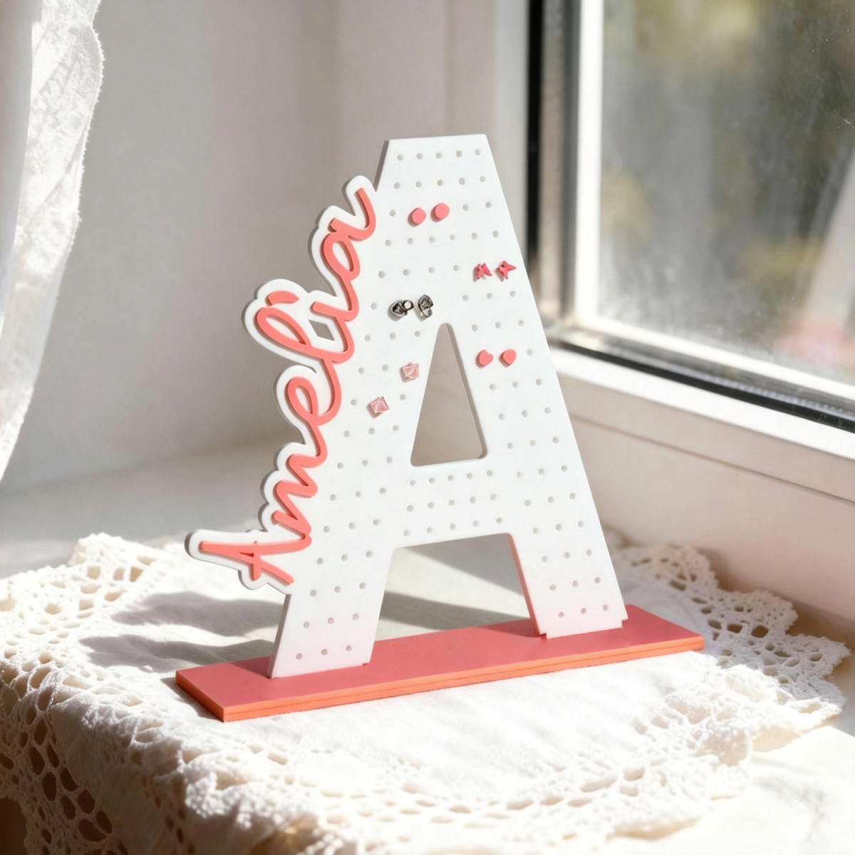 Personalized 3D Printed Name Letters Earring Holder | MNGift25