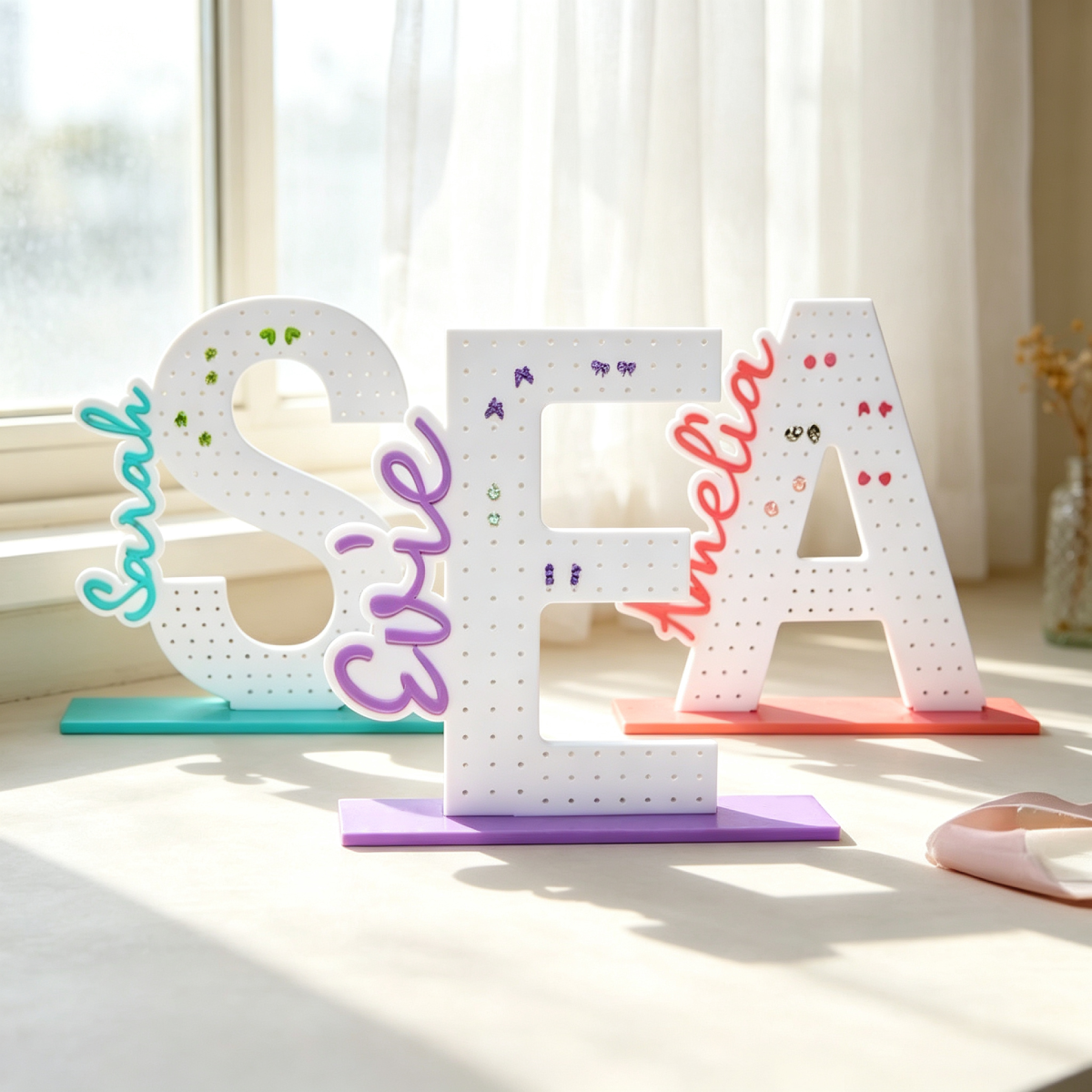 Personalized 3D Printed Name Letters Earring Holder | MNGift25
