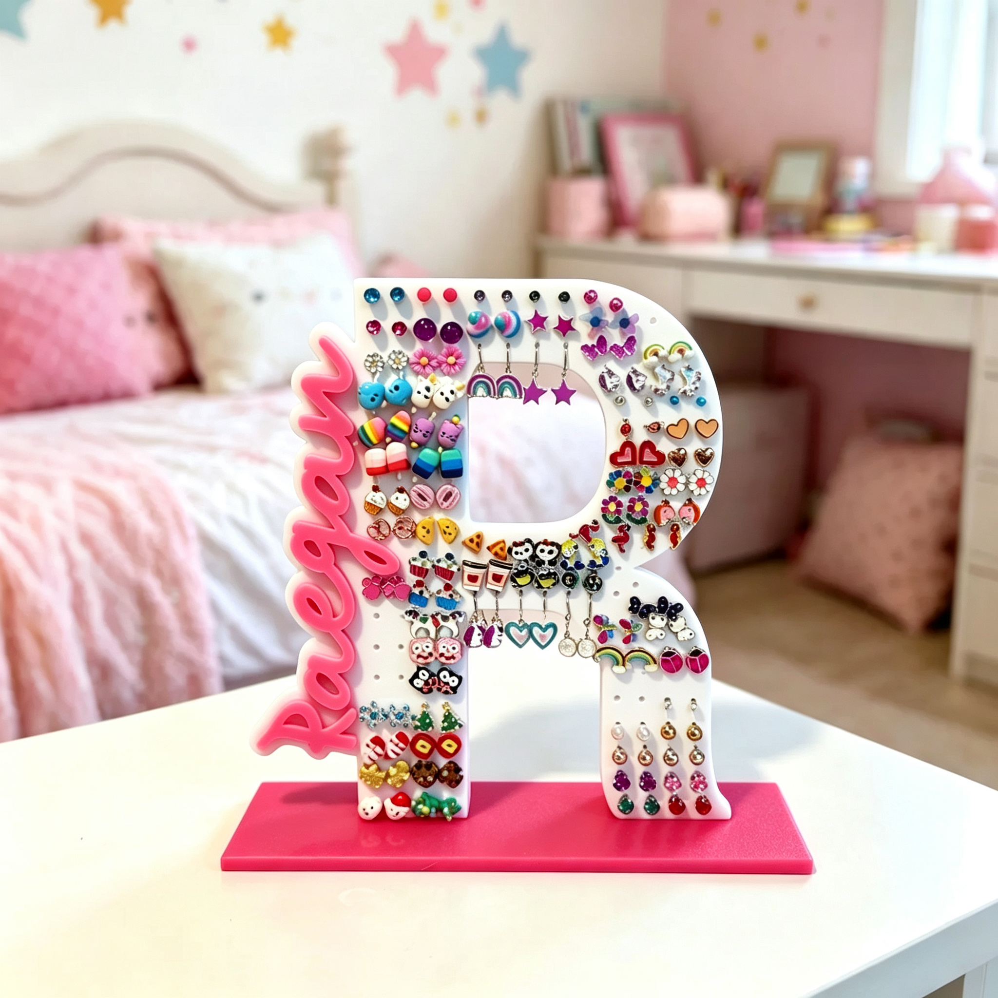 Personalized 3D Printed Name Letters Earring Holder | MNGift25