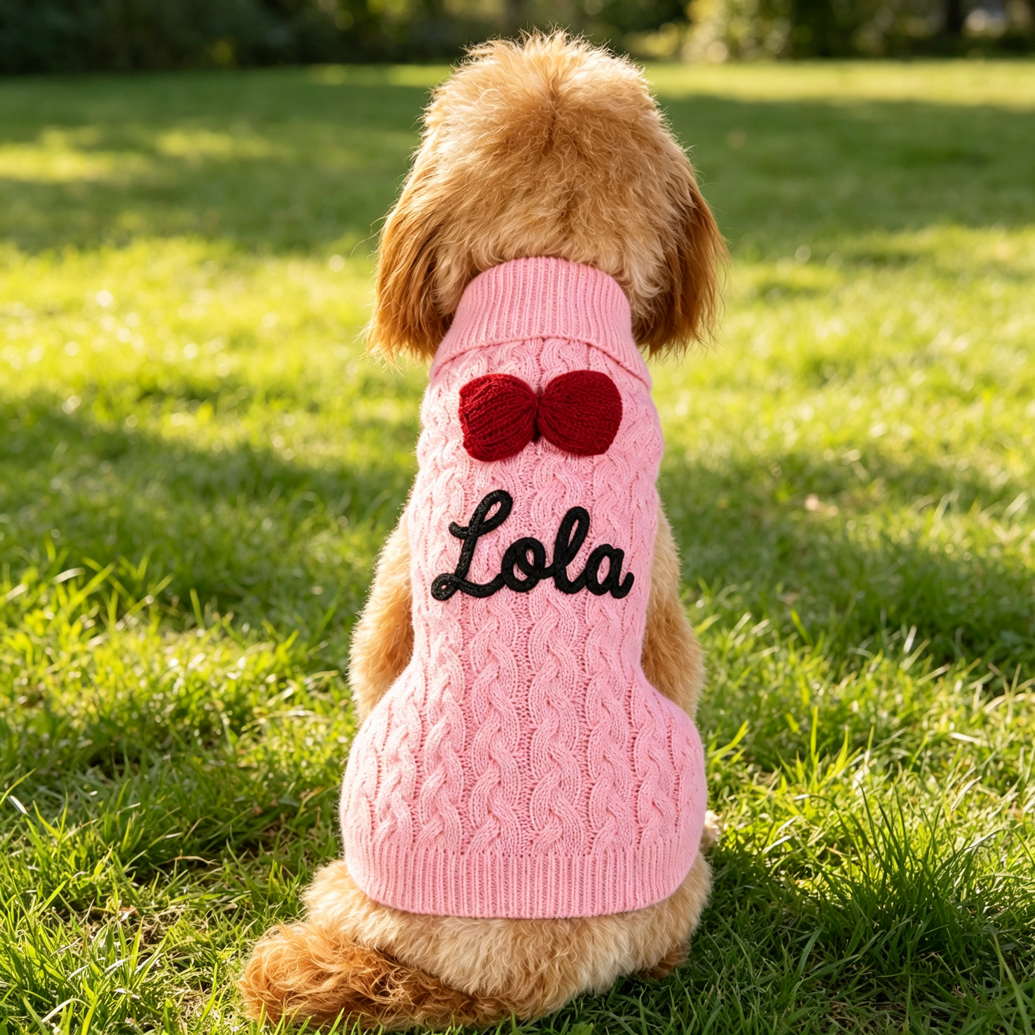 Personalized Embroidered Chunky Knit Dog Bow Tie Sweater | MNCloth255