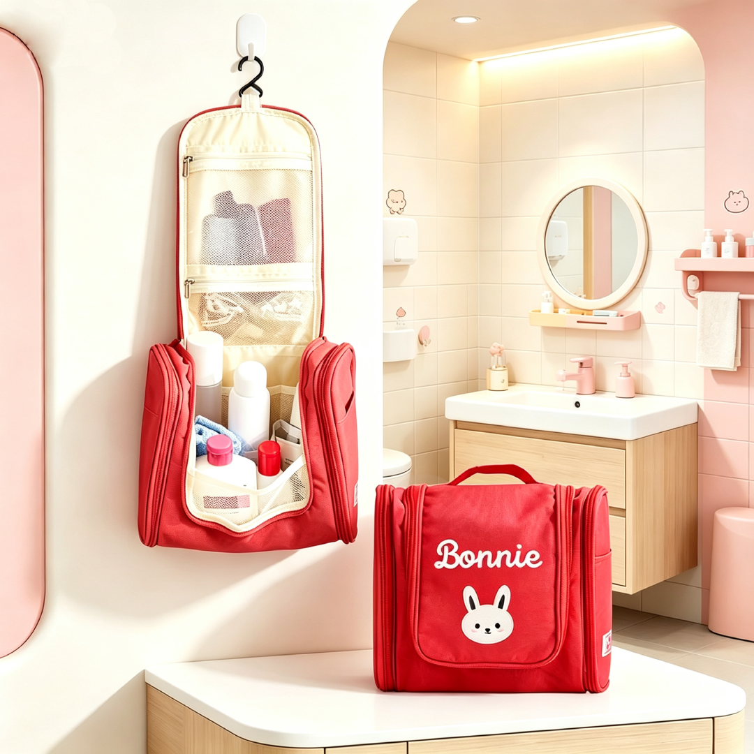 Personalized Waterproof Travel Toiletry Pouch Hanging Bag For Kids | MNKid10