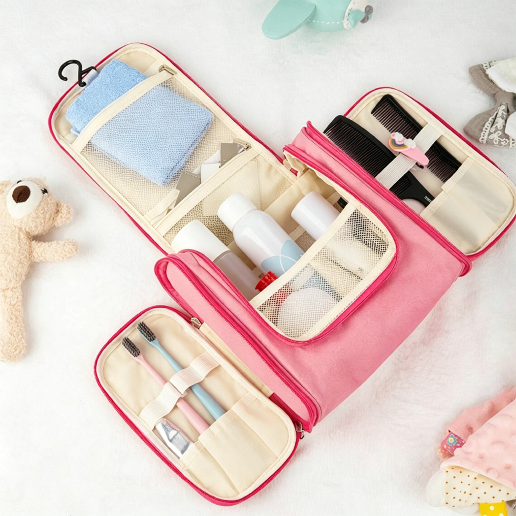 Personalized Waterproof Travel Toiletry Pouch Hanging Bag For Kids | MNKid10