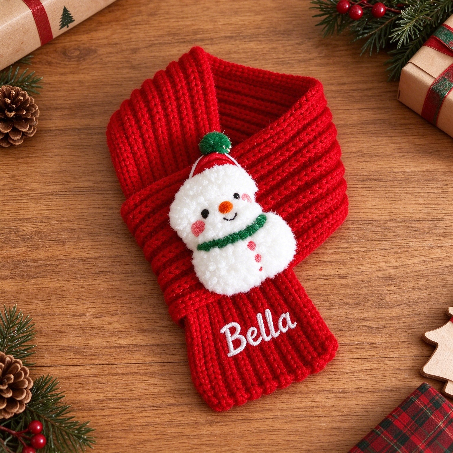 Personalized Embroidered Dogs And Cats Christmas Scarf | MNAccs127