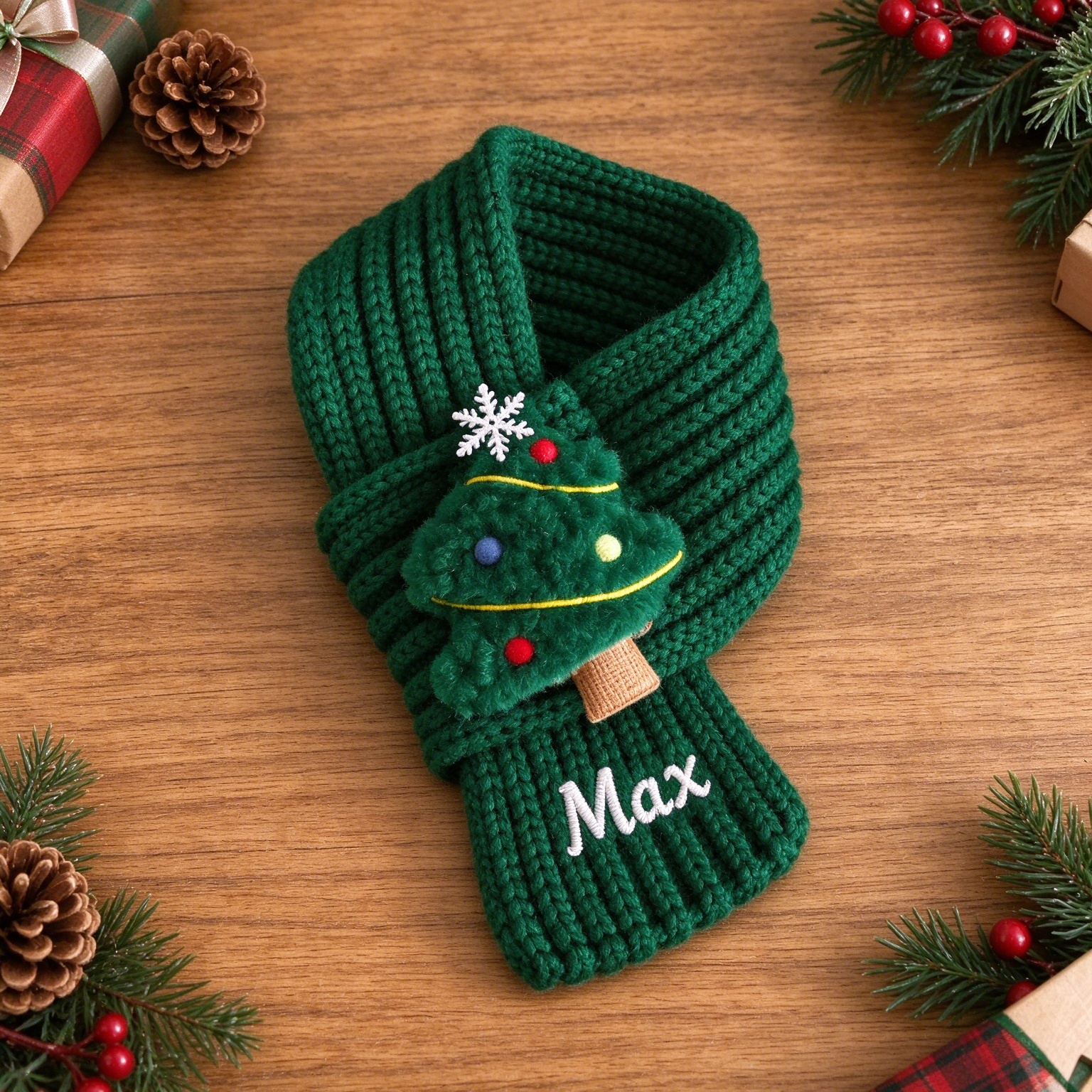 Personalized Embroidered Dogs And Cats Christmas Scarf | MNAccs127