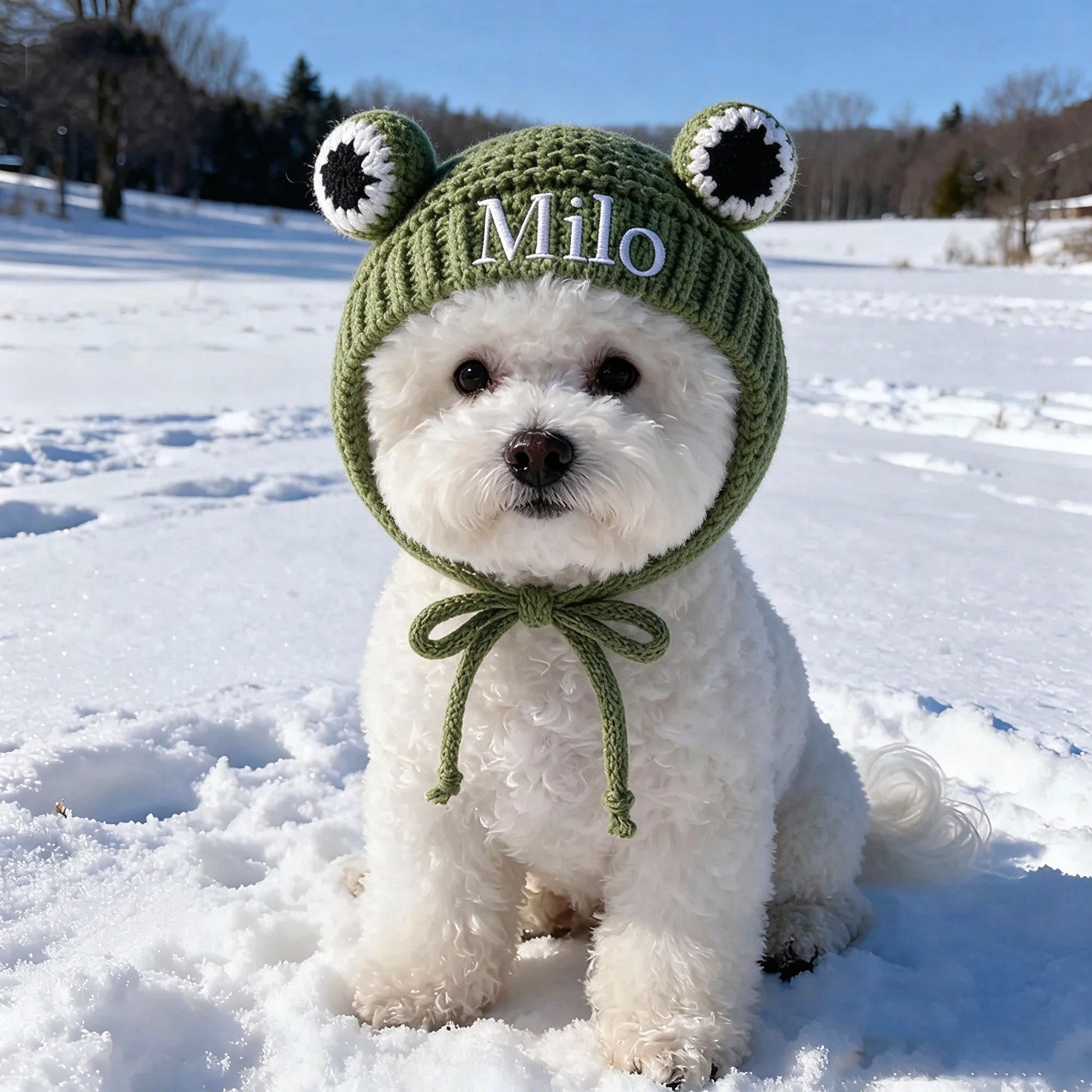 Personalized Embroidered Pet Winter Crochet Frog Beanie | MNAccs64