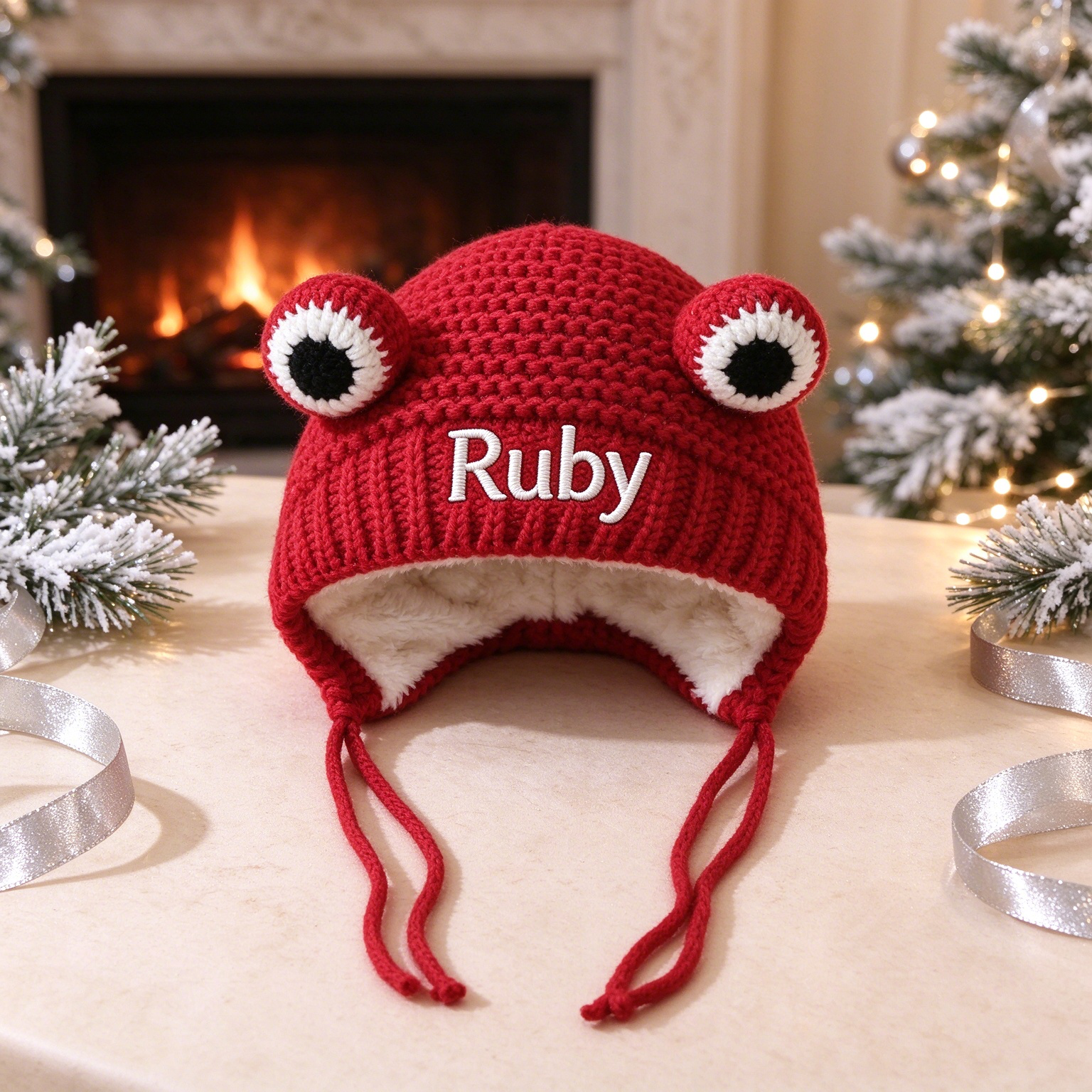 Personalized Embroidered Pet Winter Crochet Frog Beanie | MNAccs64