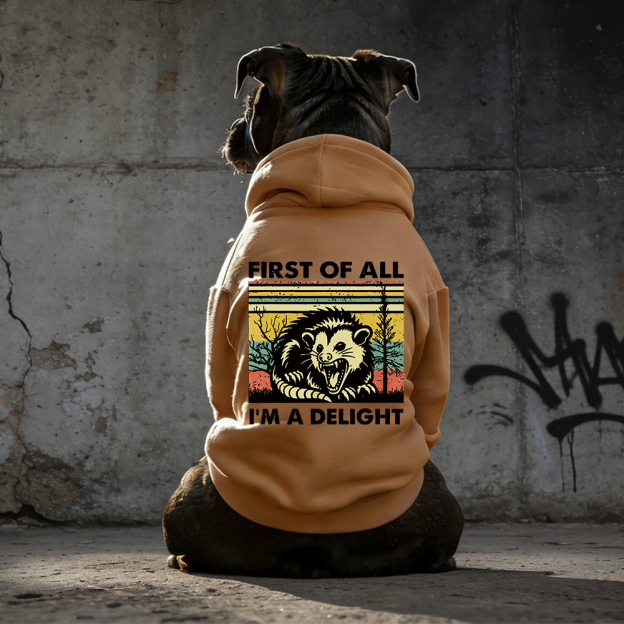 FIRST OF ALL I'M A DELIGHT Puppy Hoodie | BKPet331