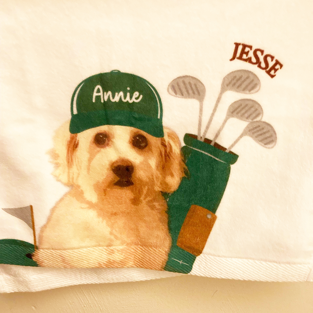 Personalized Pet Portrait Golf Towel For Golf Lover | CWGift36