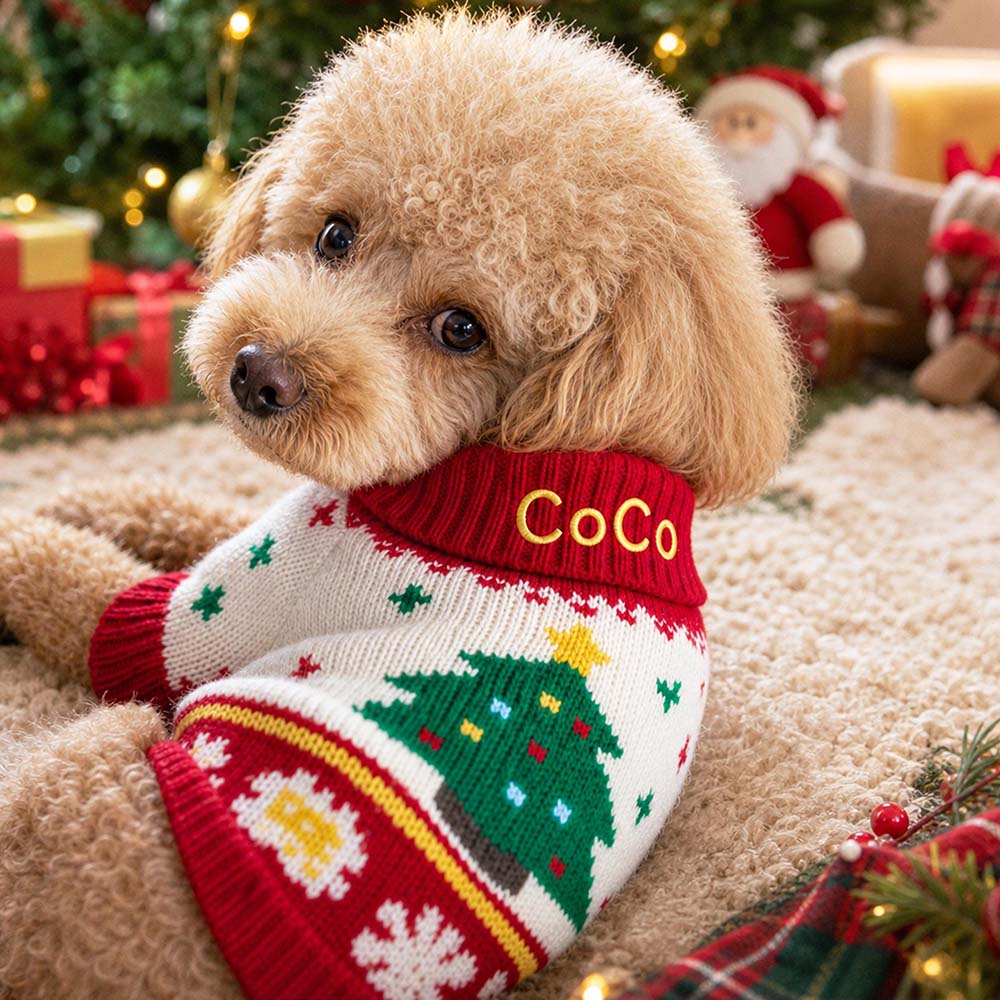 Personalized Embroidered Pets Christmas Cute Knit Sweater | MCGift427