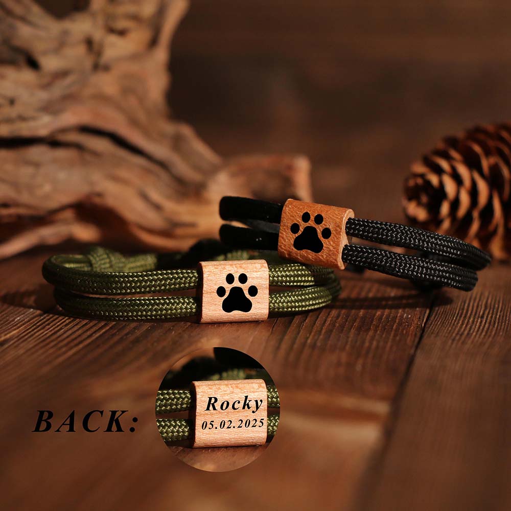 Personalized Engraved Pet Portrait Wooden Bracelet | MNMemo27