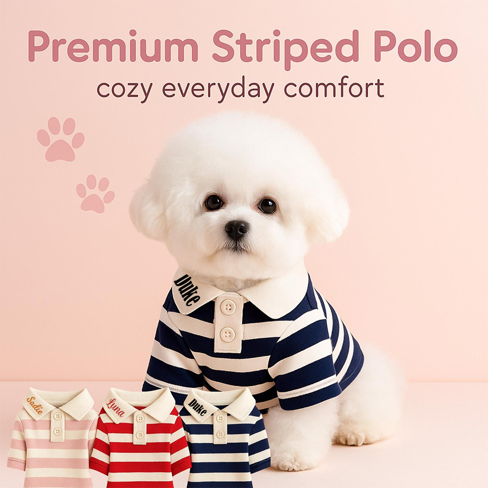 Personalized Pet Striped Polo Shirt | KKPet399