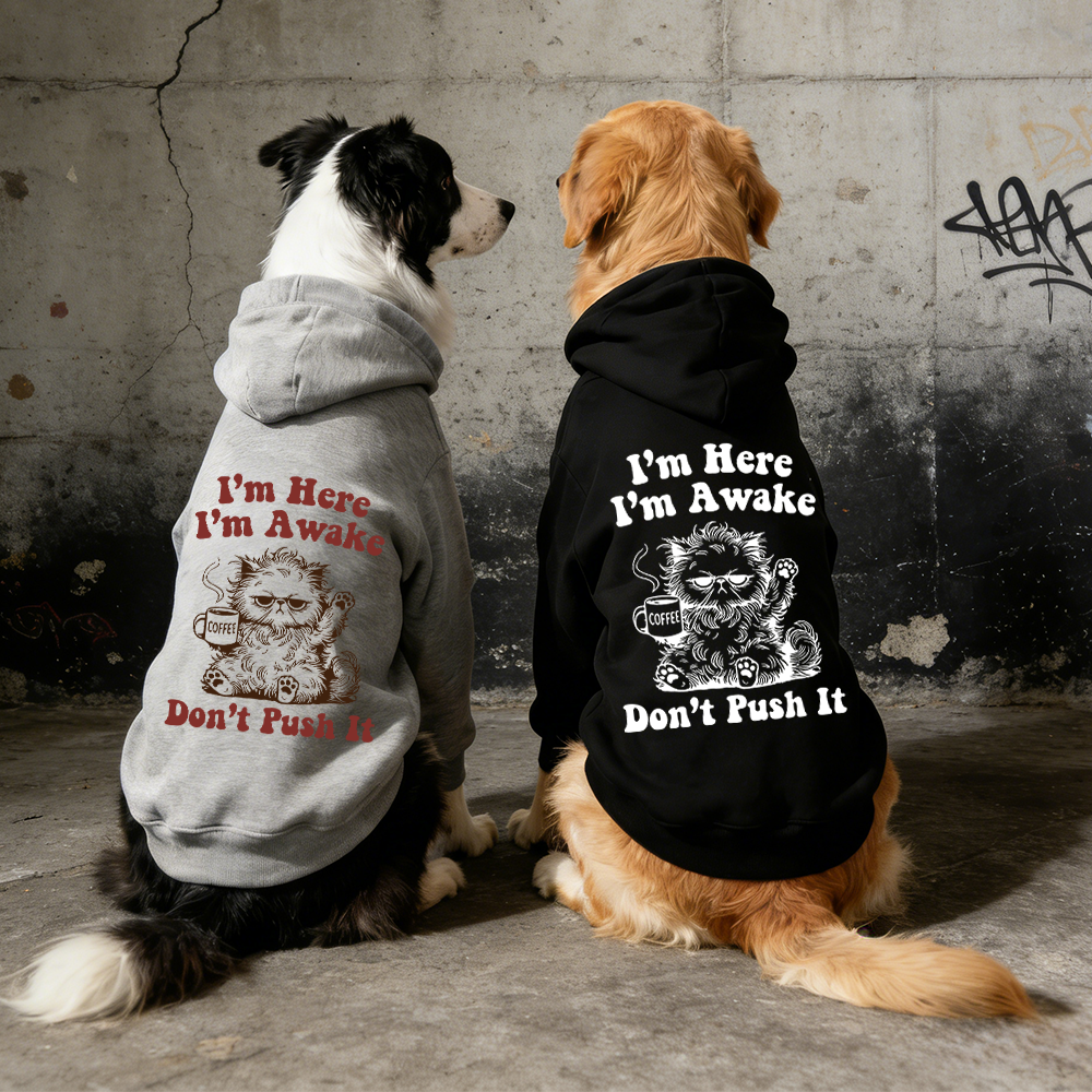 I'M HERE I'M AWAKE DON'T PUSH IT Puppy Hoodie | BKPet328