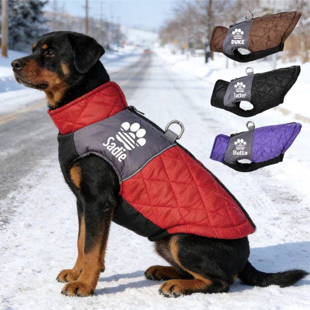 Personalized Pet Winter Warm Windproof Puffer Jacket | BKPet348
