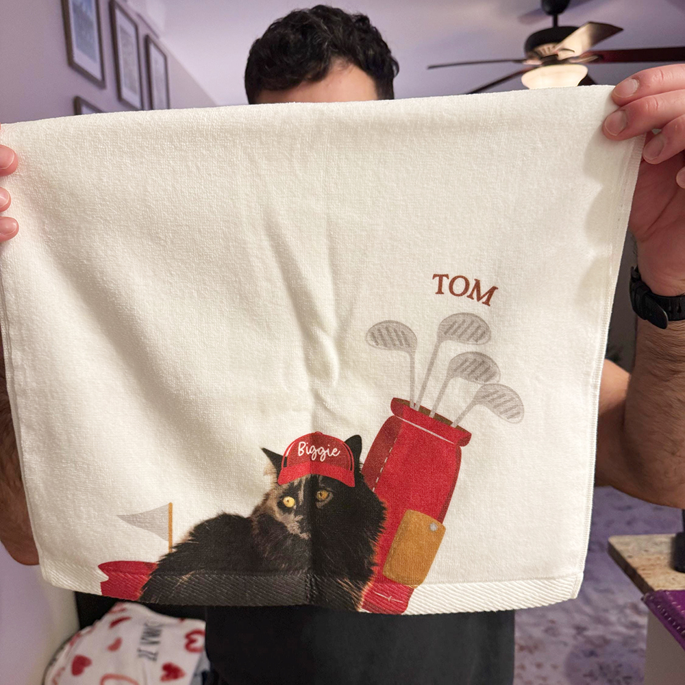Personalized Pet Portrait Golf Towel For Golf Lover | CWGift36