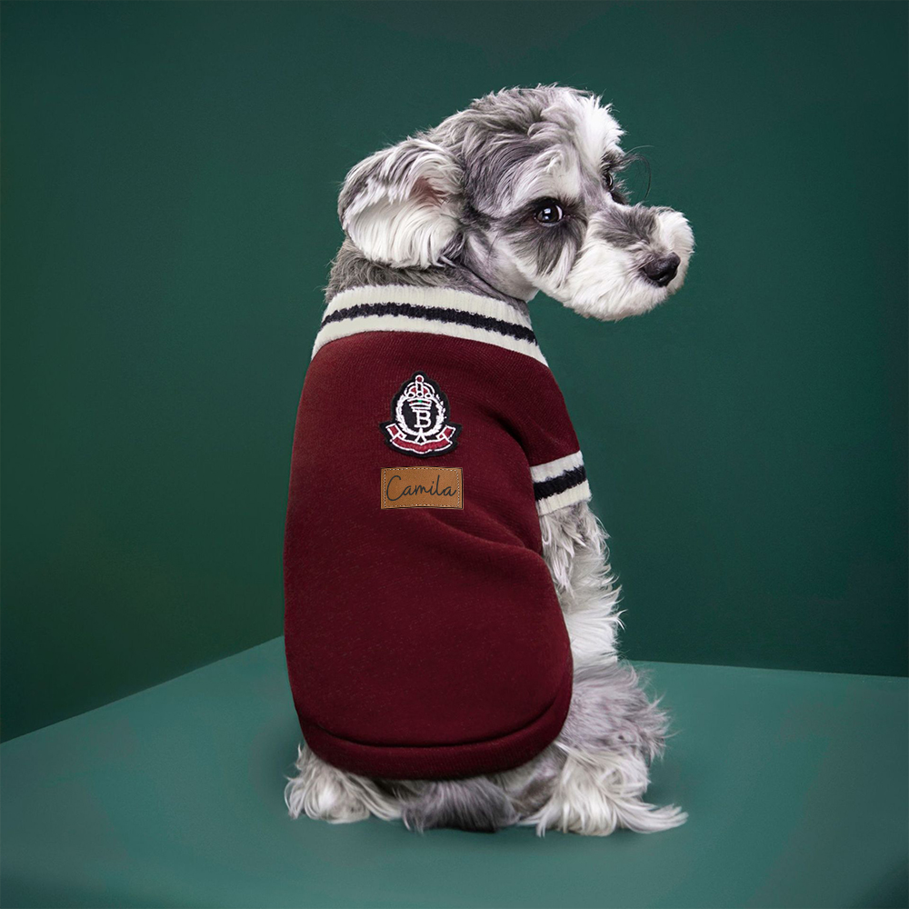 Personalized Leather Patch Pets Sweater | BKPet98
