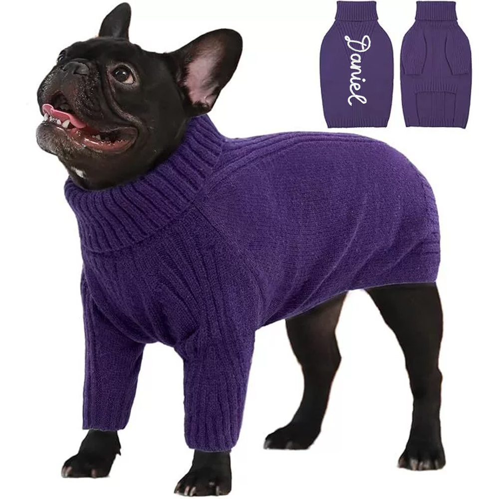 Personalized Hand Embroidery Pets Christmas Knit Sweater | BKPet235