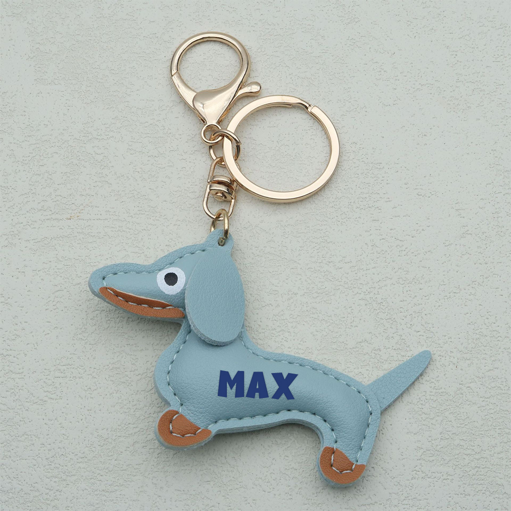 Personalized Lovely Leather Dachshund Keychain | CWGift09