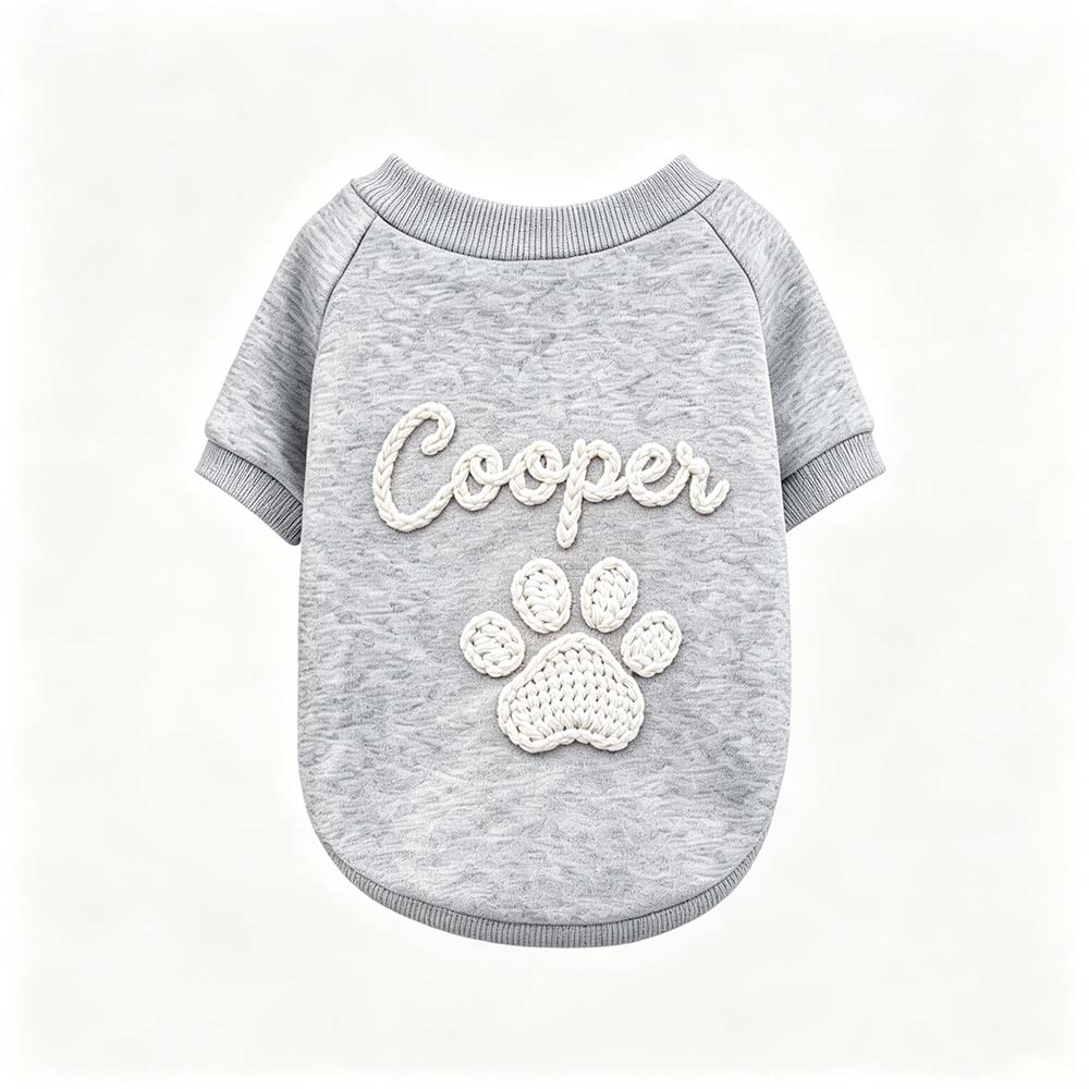 Personalized Hand Embroidered Puppy Hoodless Sweatshirt | BKPet590