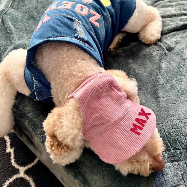 Personalized Corduroy Adjustable Pet Pet Baseball Cap | BKPet184