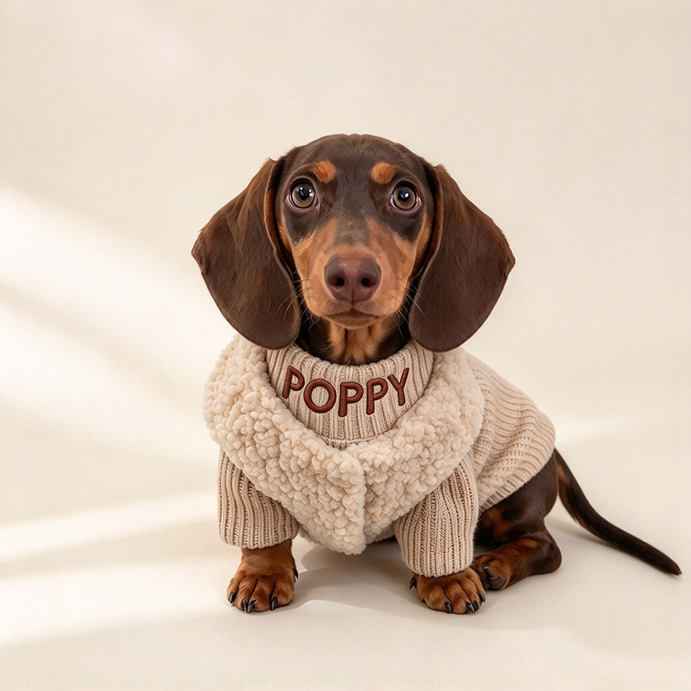 Personalized Embroidered Pets Warm Sweater & Sherpa Vest Set | MNCloth298