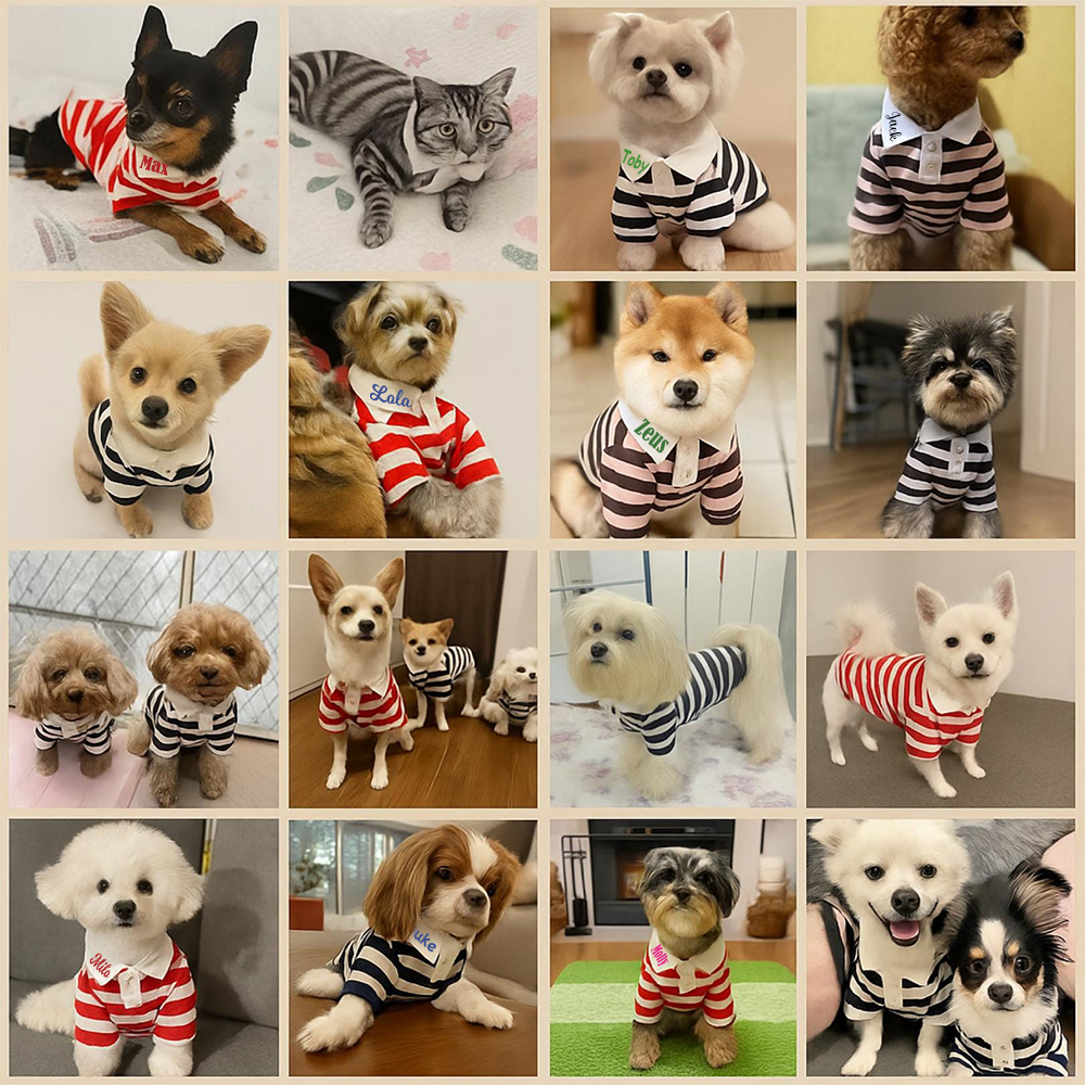 Personalized Pet Striped Polo Shirt | KKPet399