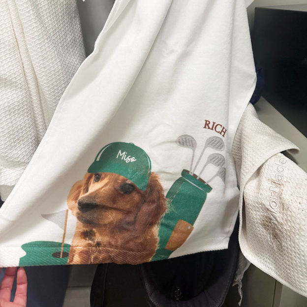 Personalized Pet Portrait Golf Towel For Golf Lover | CWGift36
