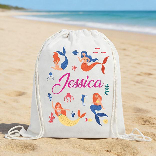 Personalized Kid Summer Beach Drawstring Bag | MNSummer05