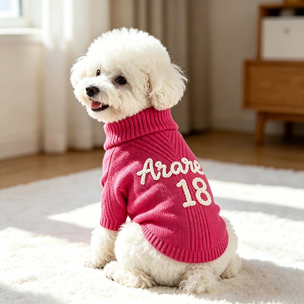 Personalized Hand Embroidery Extra-Warm Pets Large Size Knit Sweater | BKPet591