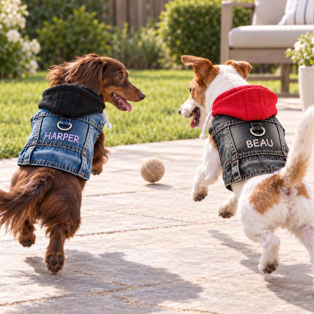 Personalized Embroidered Denim Pets Hoodie Vest | BKPet635