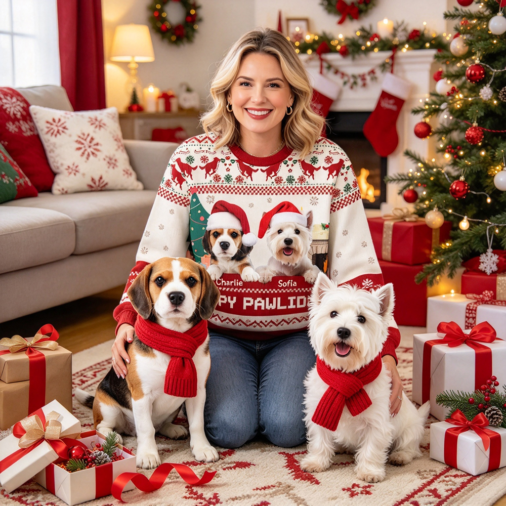 Personalized Christmas Fun Pet Photo Family Sweater | MCCL02