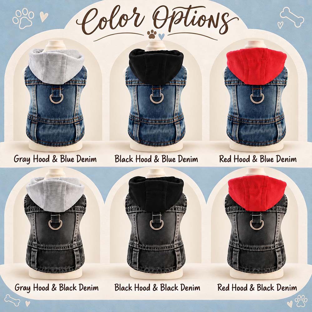 Personalized Embroidered Denim Pets Hoodie Vest | BKPet635