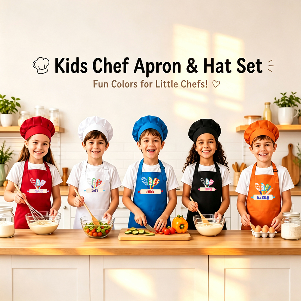 Personalized Baking Color Apron and Hat Set for Girls and Boys | MNKid12