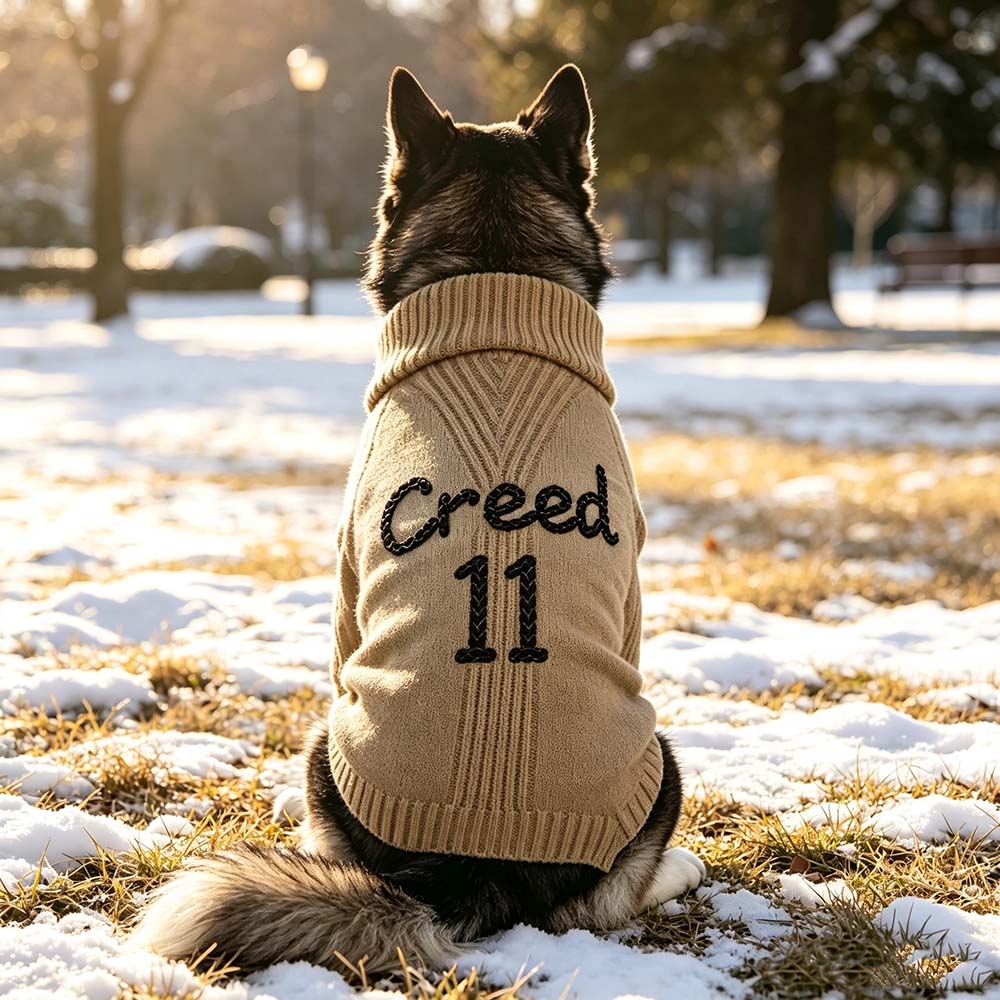 Personalized Hand Embroidery Extra-Warm Pets Large Size Knit Sweater | BKPet591