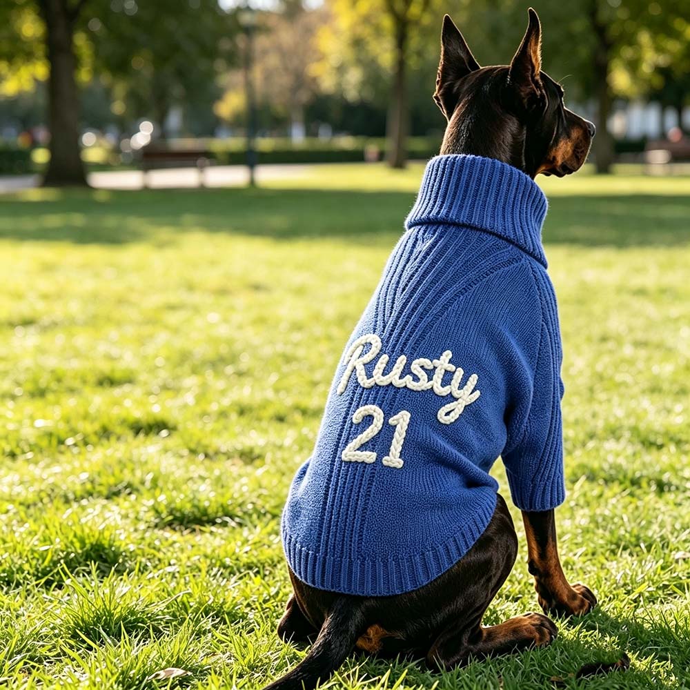 Personalized Hand Embroidery Extra-Warm Pets Large Size Knit Sweater | BKPet591