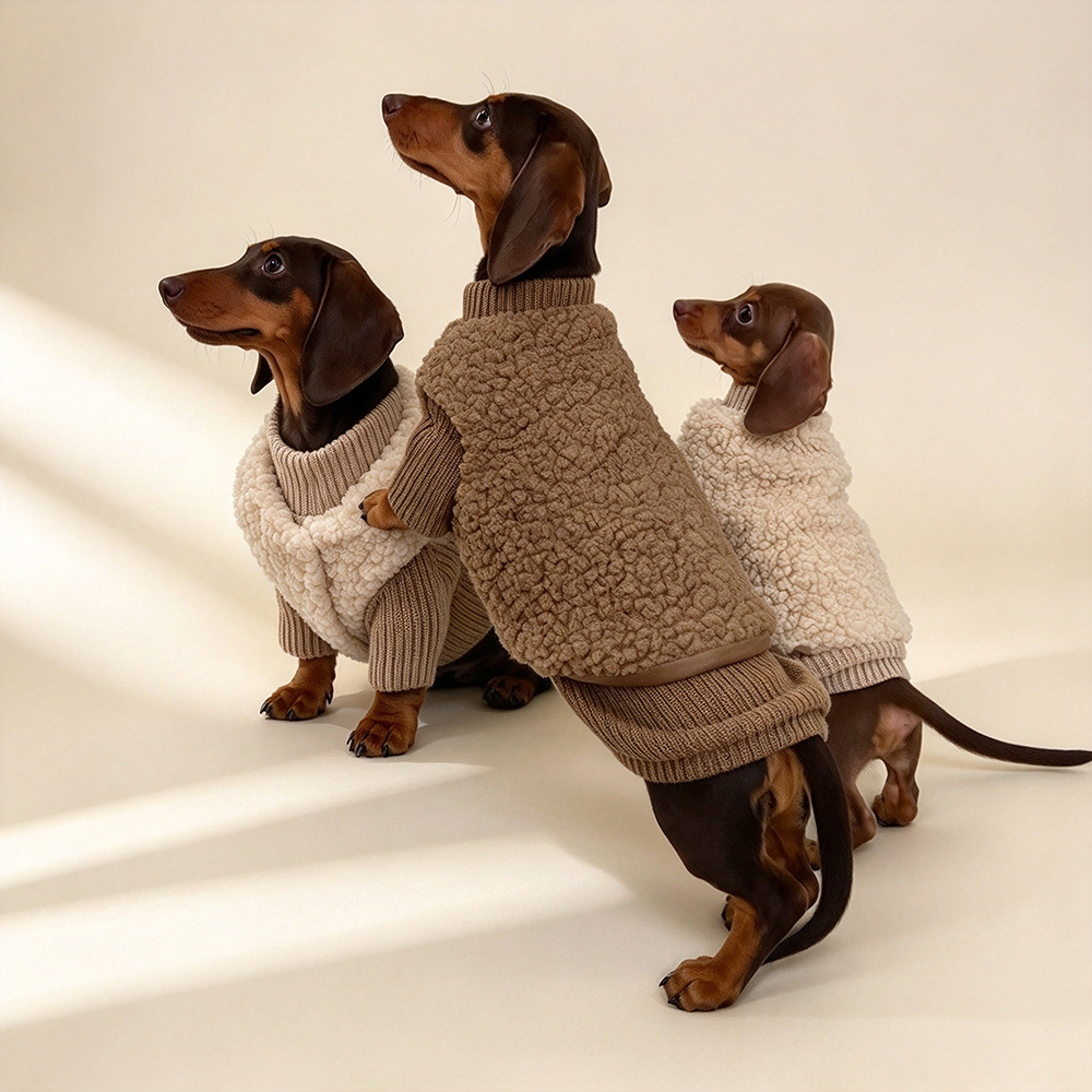Personalized Embroidered Pets Warm Sweater & Sherpa Vest Set | MNCloth298
