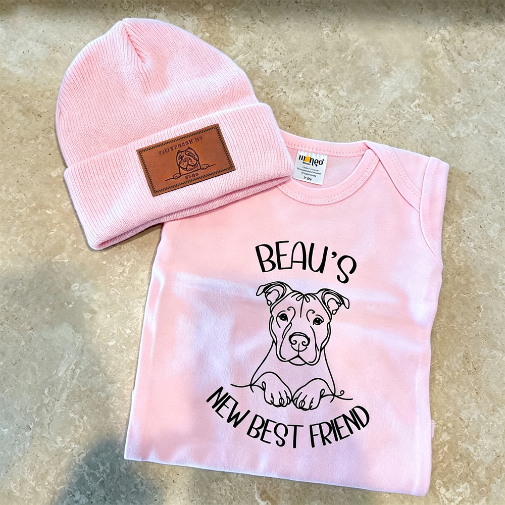 Personalized Leather Patch Protected By Dog Hat Beanies | MNBaby18