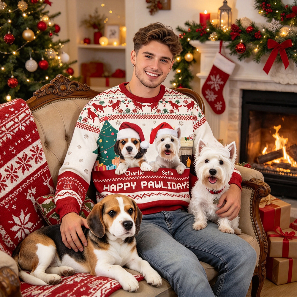 Personalized Christmas Fun Pet Photo Family Sweater | MCCL02