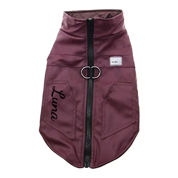 Personalized Pet Winter Warm Windproof Leather Jacket | BKPet361